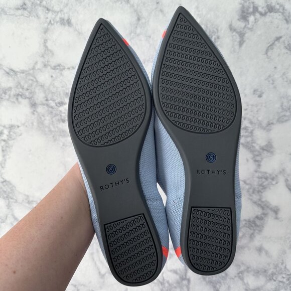 Rothy's The Point Soft Blue Orange Line Ballet Flats - Picture 6 of 12